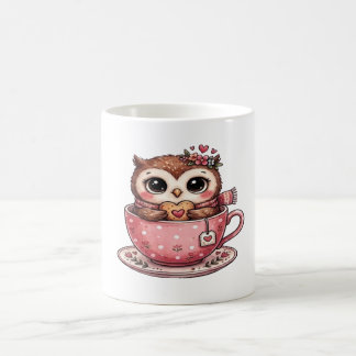Niedliche Eule in einer gemütlichen Tasse
