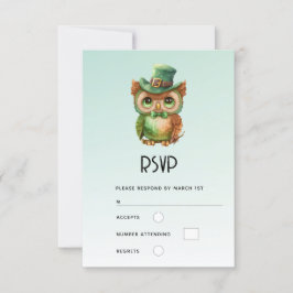 Niedliche Eule in einer Grünen-Top-Hochzeit RSVP Karte