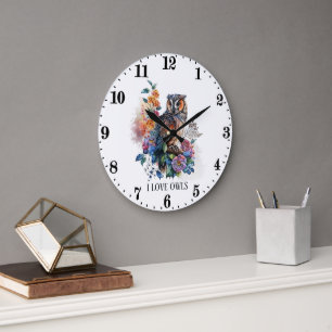 Niedliche Eule-Liebhaber fügen Text hinzu Große Wanduhr