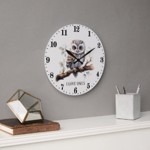 niedliche Eule-Liebhaber fügen Text Uhr hinzu