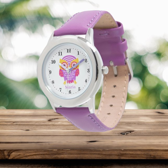 niedliche Eule-Liebhaber tragen den Namen Watch Armbanduhr (Von Creator hochgeladen)