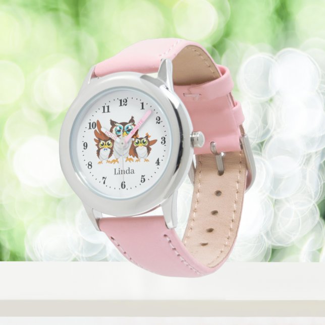 niedliche Eule-Liebhaber tragen den Namen Watch Armbanduhr (Von Creator hochgeladen)