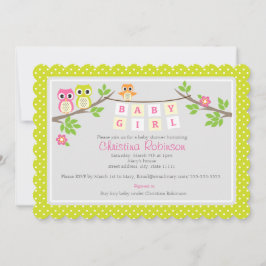 niedliche Eule Mädchen Dusche Einladung