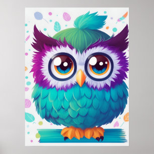 Niedliche Eule mit Big Eyes Kids Poster