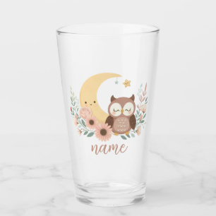 Niedliche Eule mit Mond Glas