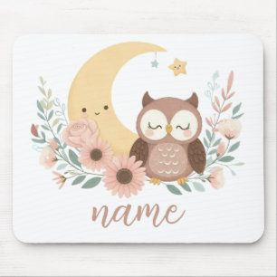 Niedliche Eule mit Mond Mousepad