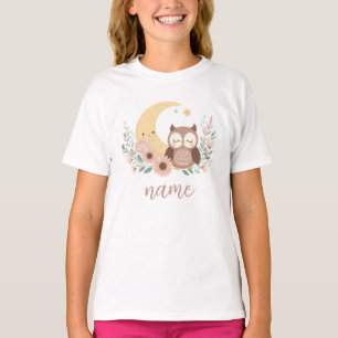 Niedliche Eule mit Mond T-Shirt