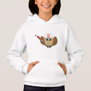 Niedliche Eule mit Spritze Cartoon Hoodie
