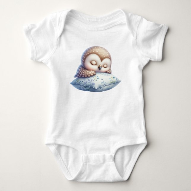 Niedliche Eule schlafend Baby Strampler (Vorderseite)