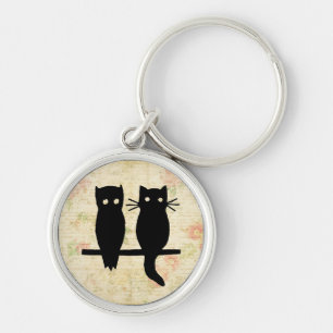 Niedliche Eule und Katze Schlüsselanhänger