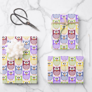 Niedliche Eulen, Eukalyptusmuster, Babyschale, far Geschenkpapier Set