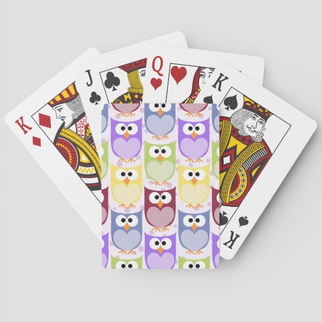 Niedliche Eulen, Eukalyptusmuster, Babyschale, far Spielkarten (Rückseite)
