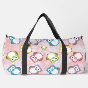 Niedliche Eulen, Eukalyptusmuster, farbige Eulen, Duffle Bag