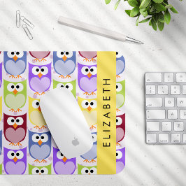 Niedliche Eulen, Eule-Muster, farbenfrohe Eulen, I Mousepad