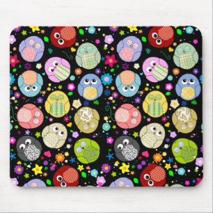 Niedliche Eulen und Blumen kopieren mousepad -