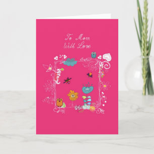 niedliche Eulen und flowes Karte
