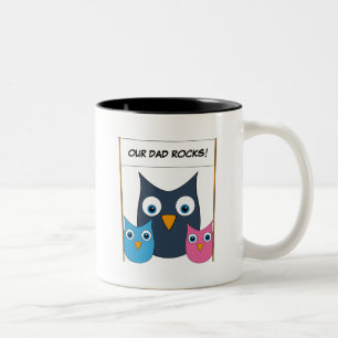 Niedliche Eulen - "unser Vater schaukelt!" - Der Zweifarbige Tasse