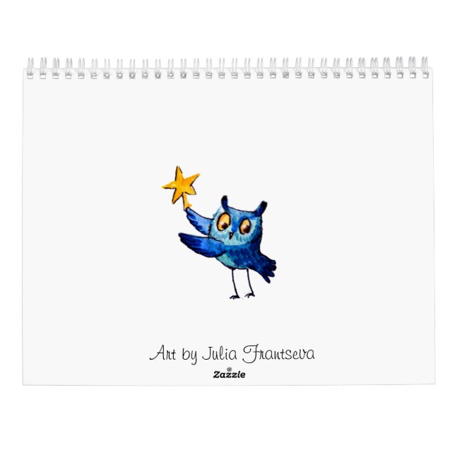 Niedliche Eulenkunst Kalender (Rückseite)