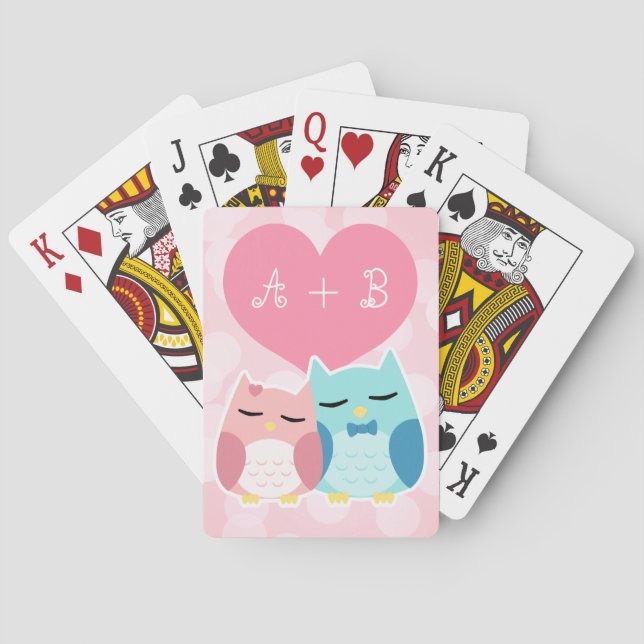Niedliche Eulenpaare Spielkarten (Rückseite)