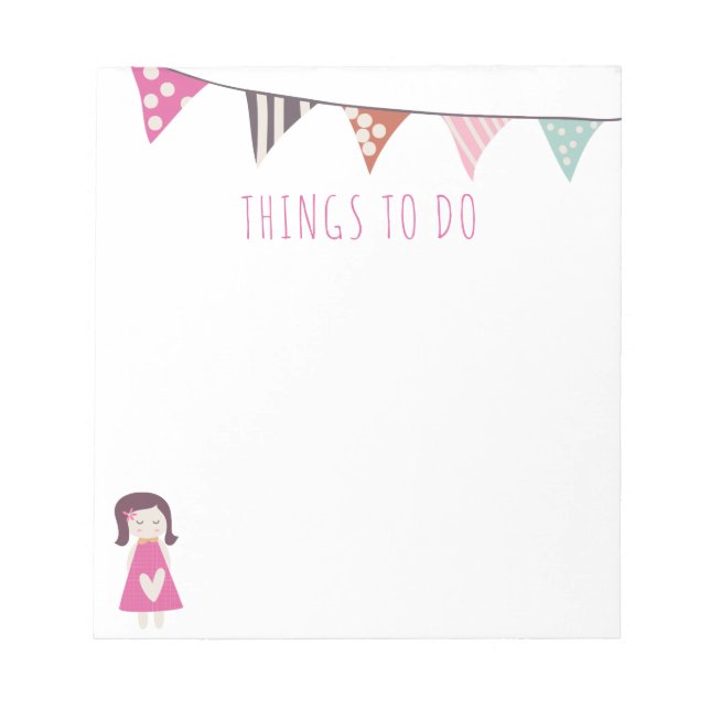 Niedliche Fahnen-Girl in PInk-Taten Notizblock (Vorderseite)