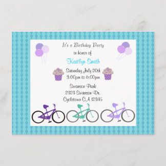 Niedliche Fahrräder Geburtstagsparty Einladung