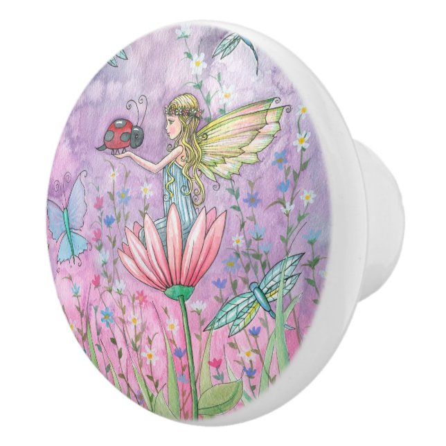 Niedliche Fairy and Butterfly Illustration Keramikknauf (Rechts)