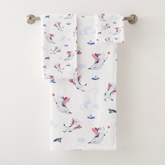 Niedliche Fairy Cats Badhandtuch Set (Insitu)