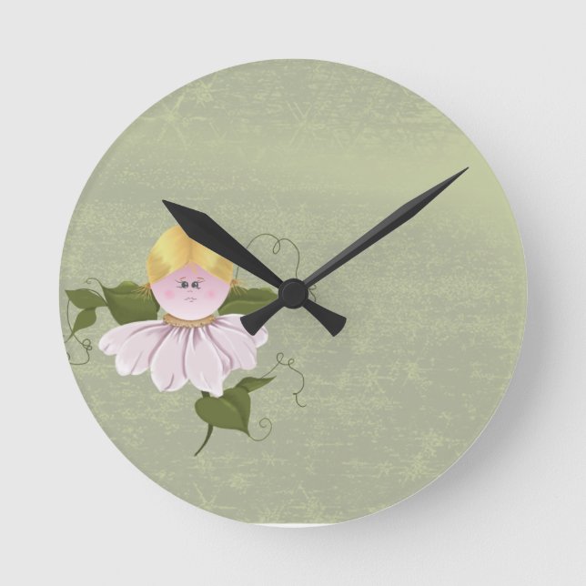 Niedliche Fairy oder Pixie Runde Wanduhr (Vorderseite)