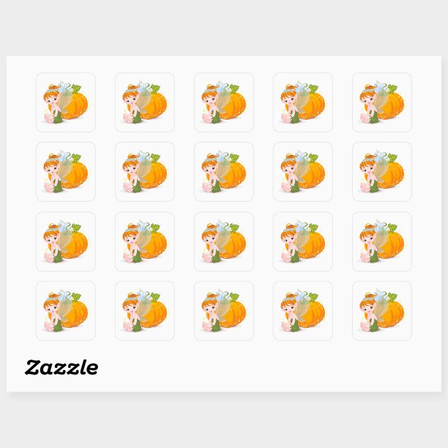 Niedliche Fairy und ein Pumpkin Square Sticker (Von Creator hochgeladen)