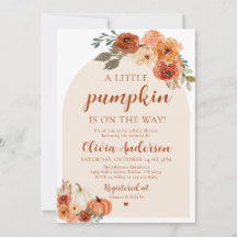 Niedliche Fall Pumpkin Orange Baby Dusche Einladun