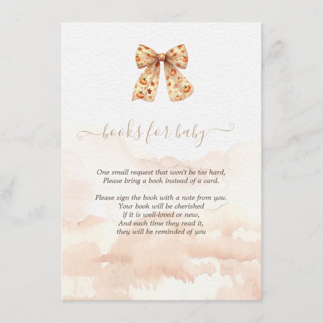 Niedliche Fall Pumpkins Bow Babydusche Begleitkarte (Vorderseite)