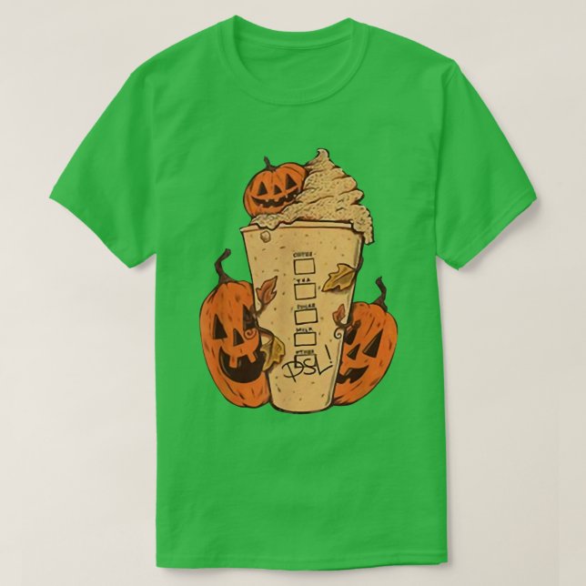 Niedliche Fall Vibes Kaffeepulkin Spice Latte Drin T-Shirt (Design vorne)