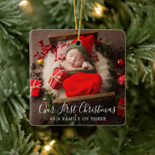 Niedliche Familie von Drei stilvolle Foto Keramikornament