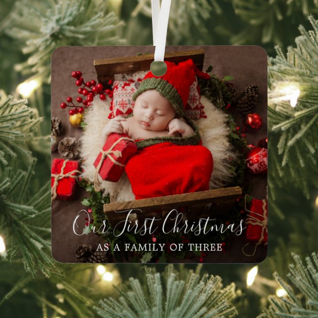 Niedliche Familie von Drei stilvolle Foto Ornament Aus Metall (InSitu)