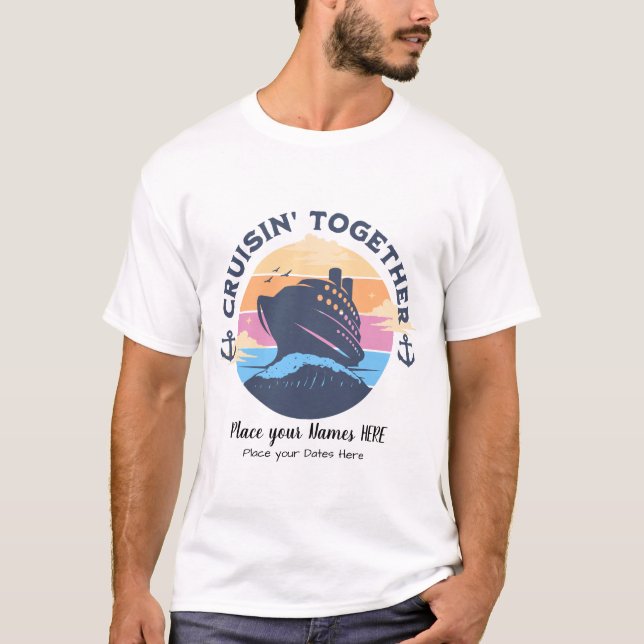 Niedliche Familienfahrt Blau und Gelb T-Shirt (Vorderseite)