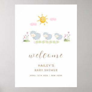 Niedliche Familienschaf-Garten Begrüßungsdusche Poster