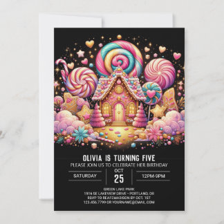 Niedliche Fantasie Candyland Digital Geburtstag Einladung