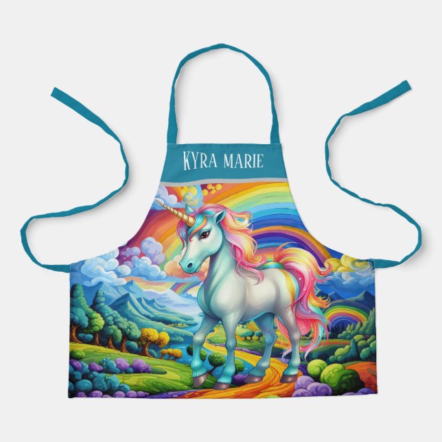 Niedliche Fantasie Unicorn geben Mädchen Namen Schürze (Vorderseite)
