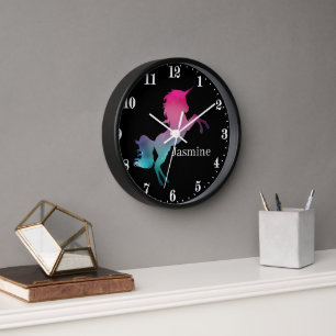 niedliche Fantasie unicorn hinzufügen Namen Groß Uhr
