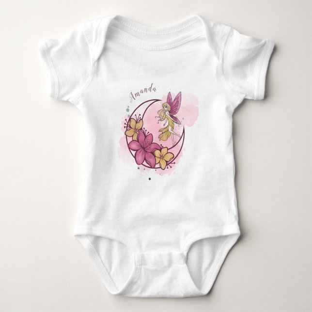 Niedliche Fantasiewelt auf dem Mond, Individuelle  Baby Strampler (Vorderseite)