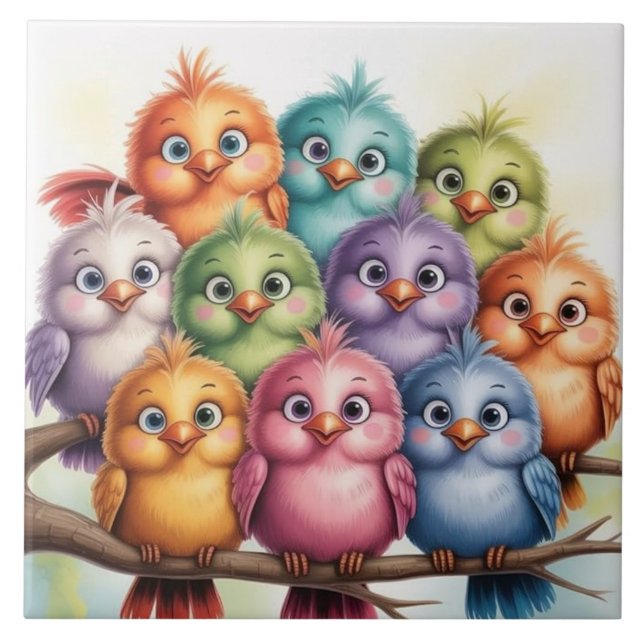 Niedliche fantastische Vögel Fliese (Vorderseite)
