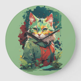 Niedliche Fantasy Color Splash Chat Design Große Wanduhr