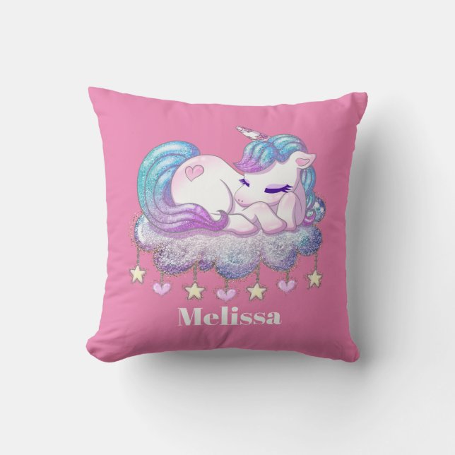 Niedliche Fantasy-Einhorn verleiht dem Zimmer sein Kissen (Vorderseite)