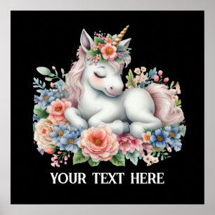 Niedliche Fantasy Einhornliebhaber fügen Text hinz Poster