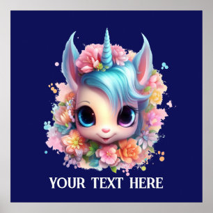 Niedliche Fantasy Einhornliebhaber fügen Text hinz Poster