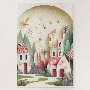 Niedliche Fantasy Fairy Town Hintergrund