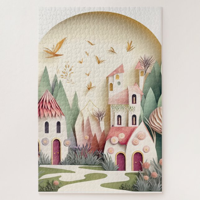 Niedliche Fantasy Fairy Town Hintergrund (Vertikal)