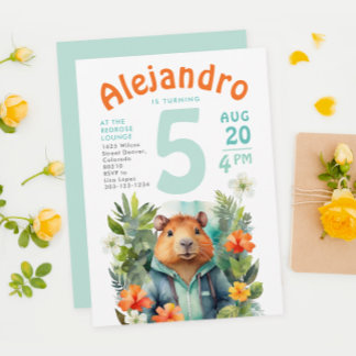 Niedliche Farbe Rodent Geburt Blumenfarbe Einladung
