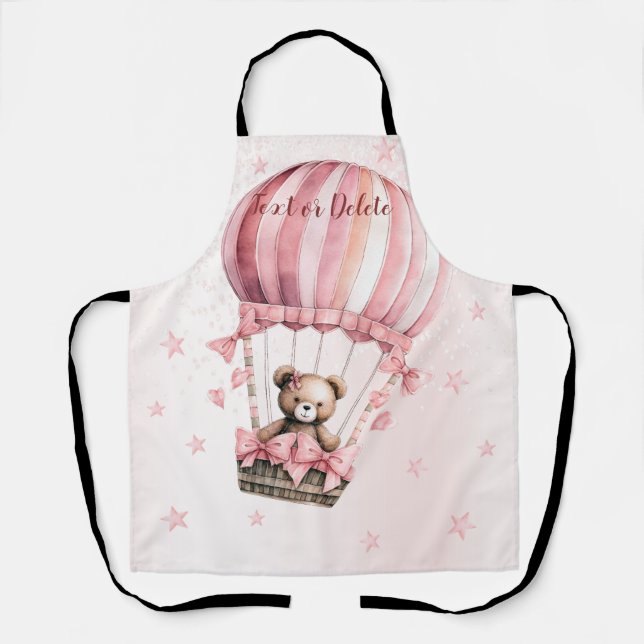 Niedliche Farbe Rosa Teddy Bär Heißluftballon Schürze (Vorderseite)