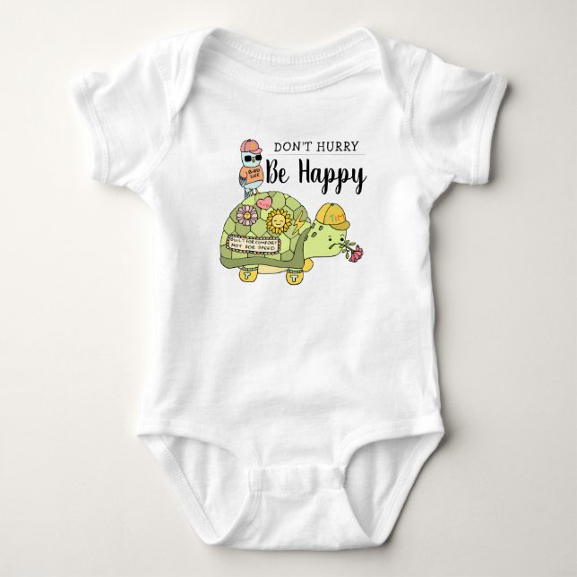 Niedliche Farben Kawaii Tortoise Cartoon Sei glück Baby Strampler (Vorderseite)